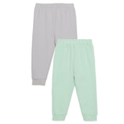 Baby Unisex Grey and Mint Green Cotton Jogger Pants Pack of 2 Regular Fit Casual Kids Bottoms