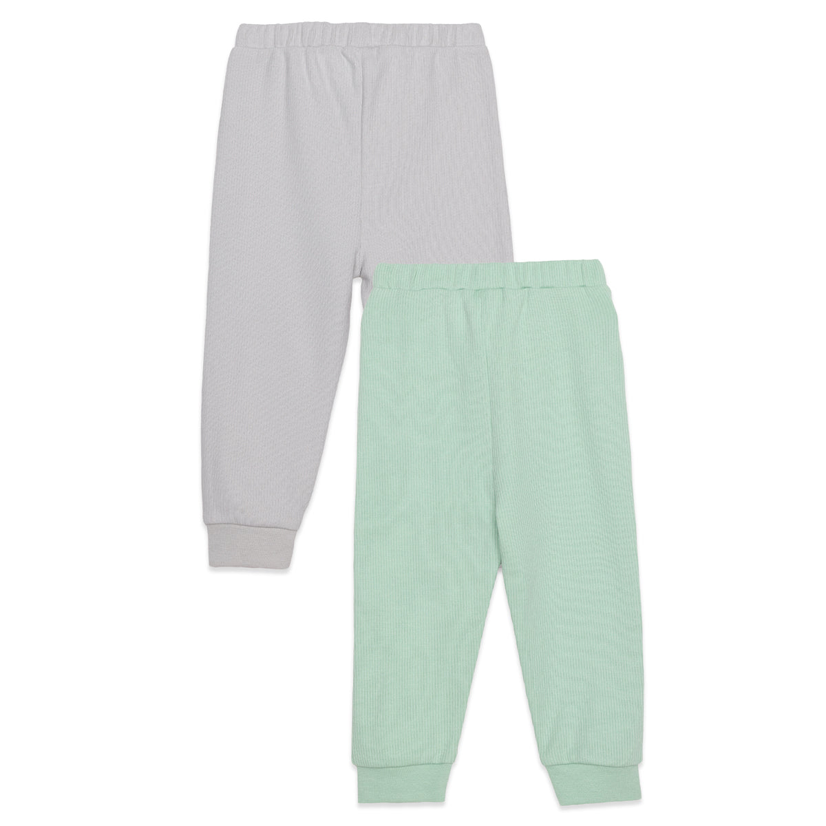 Baby Unisex Grey and Mint Green Cotton Jogger Pants Pack of 2 Regular Fit Casual Kids Bottoms