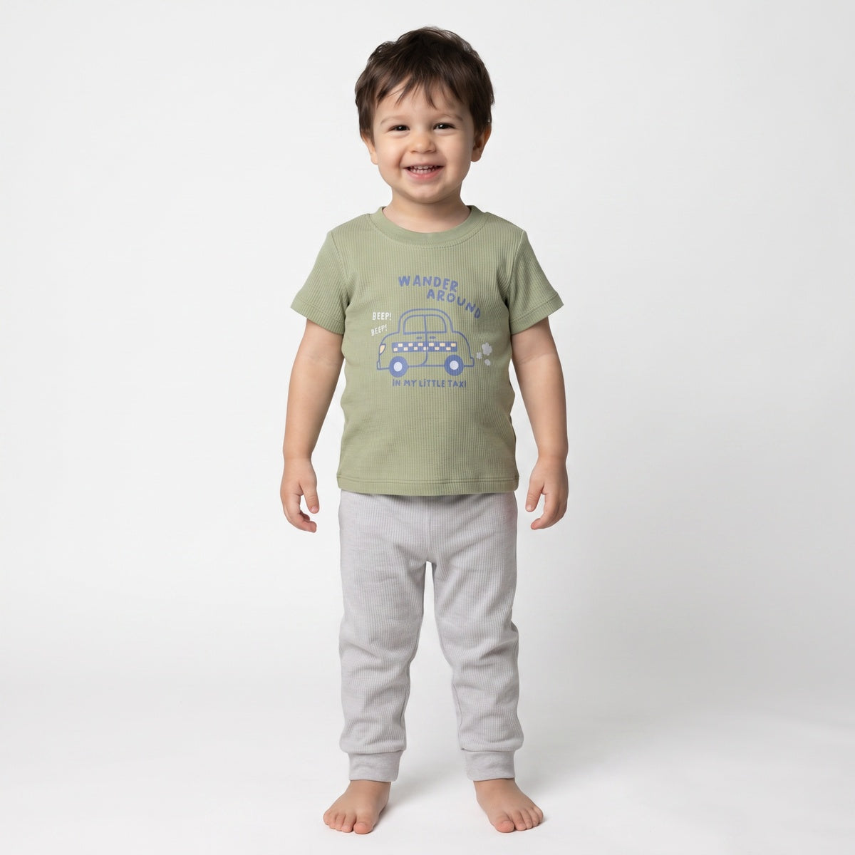 Baby Unisex Grey and Mint Green Cotton Jogger Pants Pack of 2 Regular Fit Casual Kids Bottoms