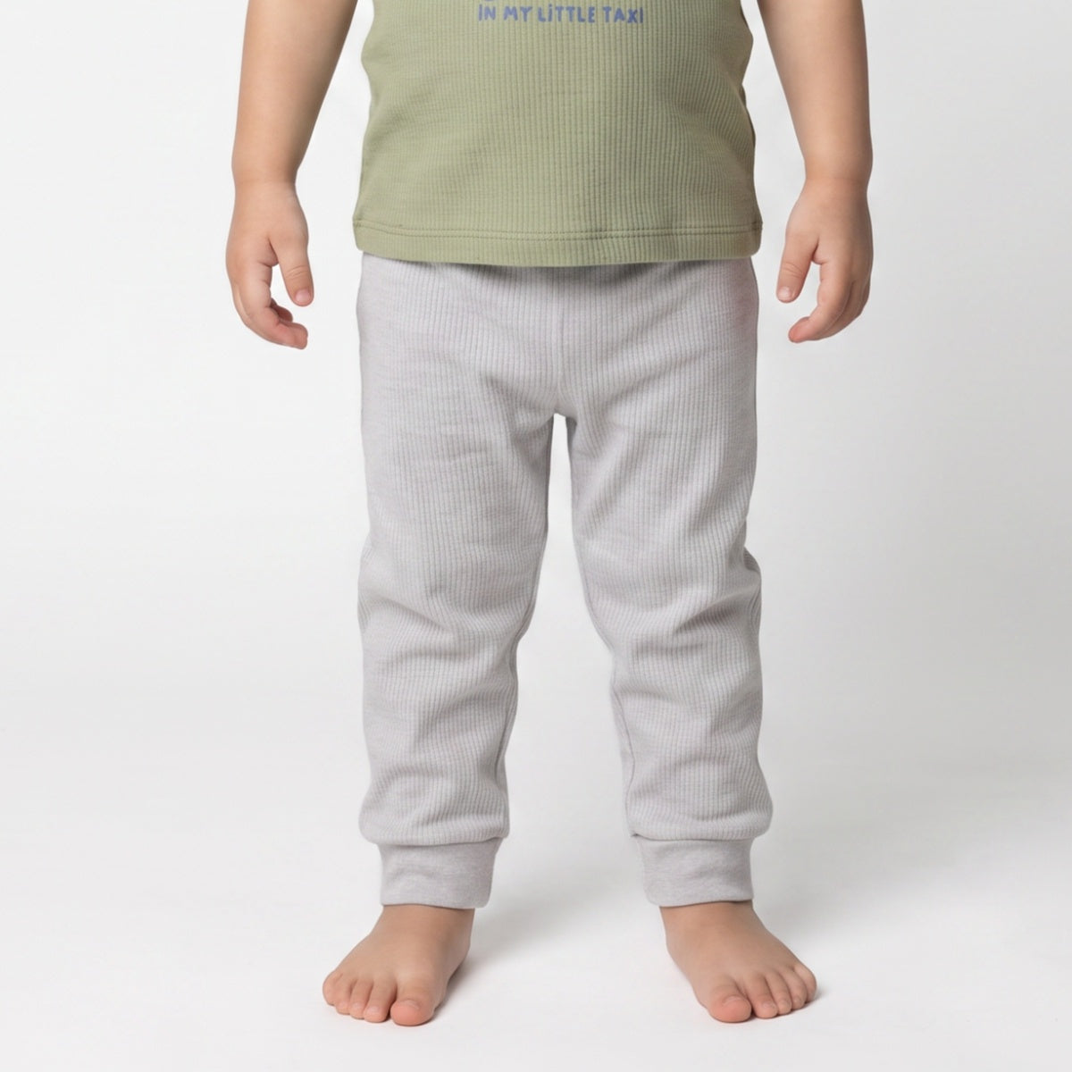 Baby Unisex Grey and Mint Green Cotton Jogger Pants Pack of 2 Regular Fit Casual Kids Bottoms