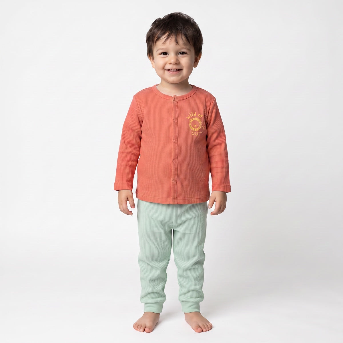 Baby Unisex Grey and Mint Green Cotton Jogger Pants Pack of 2 Regular Fit Casual Kids Bottoms