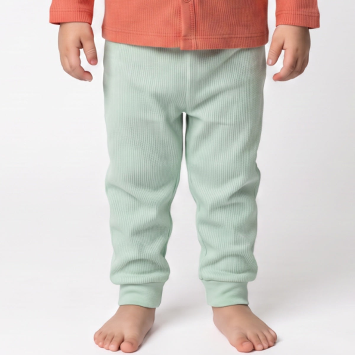 Baby Unisex Grey and Mint Green Cotton Jogger Pants Pack of 2 Regular Fit Casual Kids Bottoms