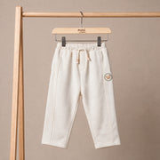 Baby Unisex Off White Cotton Blend Jogger Pants Regular Fit