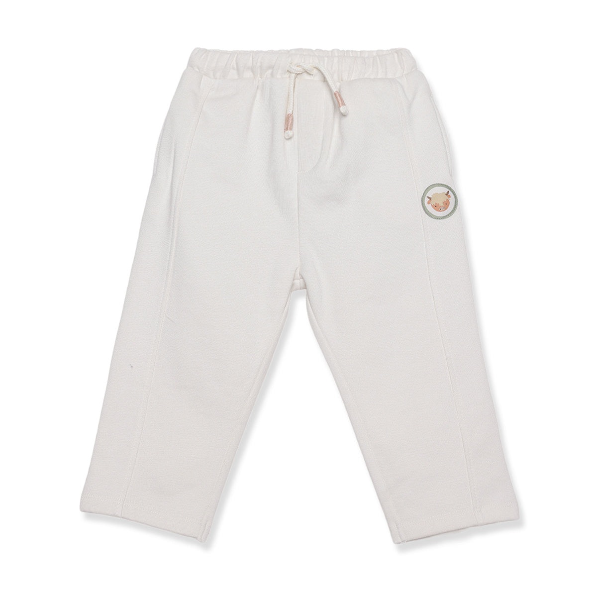 Baby Unisex Off White Cotton Blend Jogger Pants Regular Fit