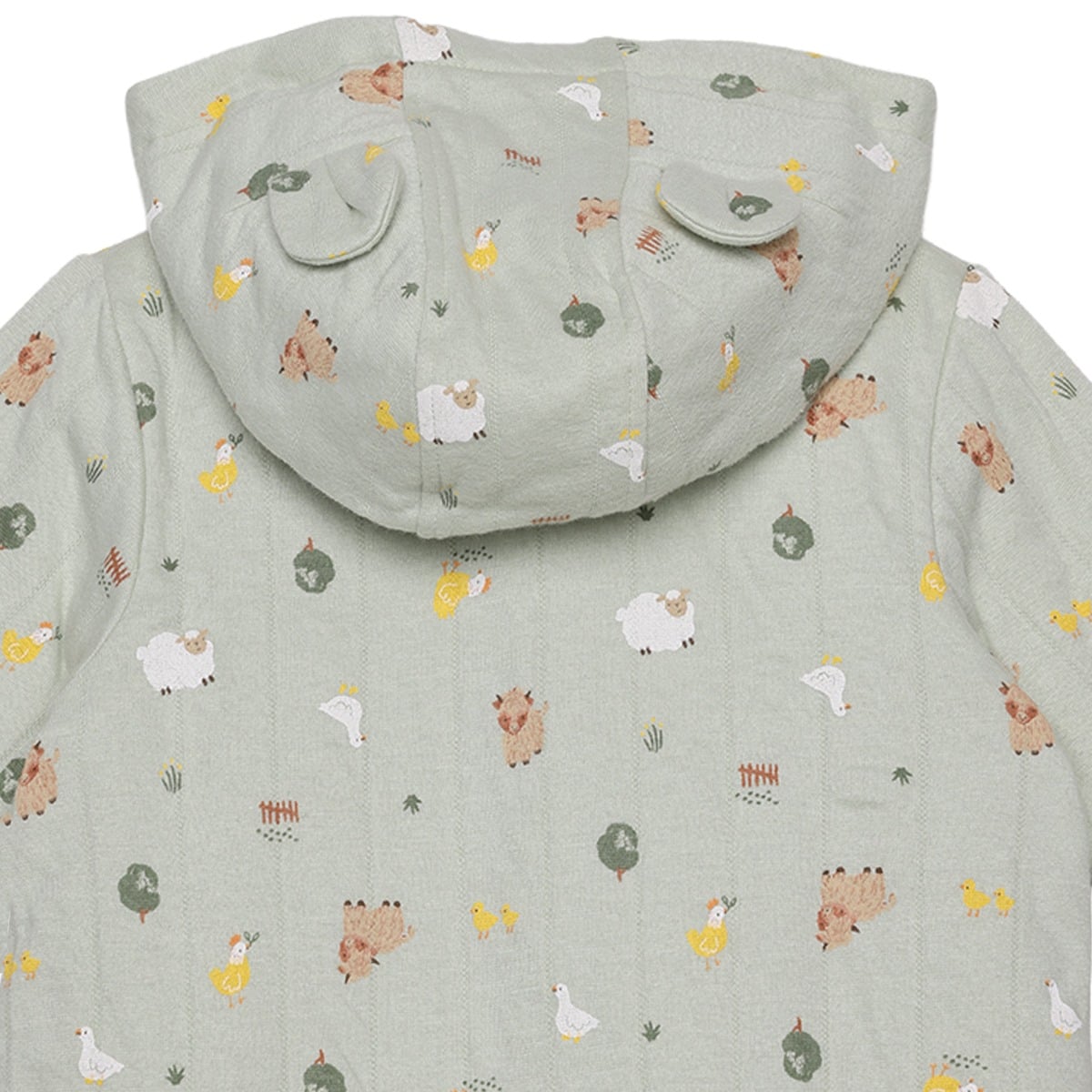 Baby Unisex Sage Green Cotton Farm Printed Padded Hooded Pramsuit Regular Fit Casual Wear