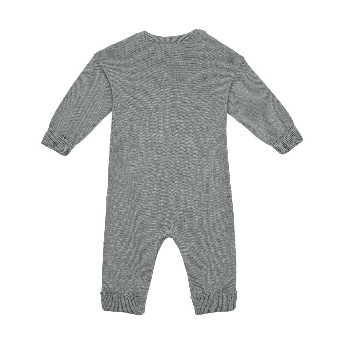Baby Unisex Sage Green Cotton Lamb Embroidered Knitted Romper Regular Fit Casual Wear