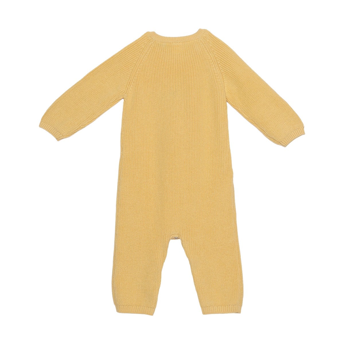 Baby Unisex Mustard Yellow Cotton Blend Elephant Embroidered Knitted Romper Regular Fit Casual Wear