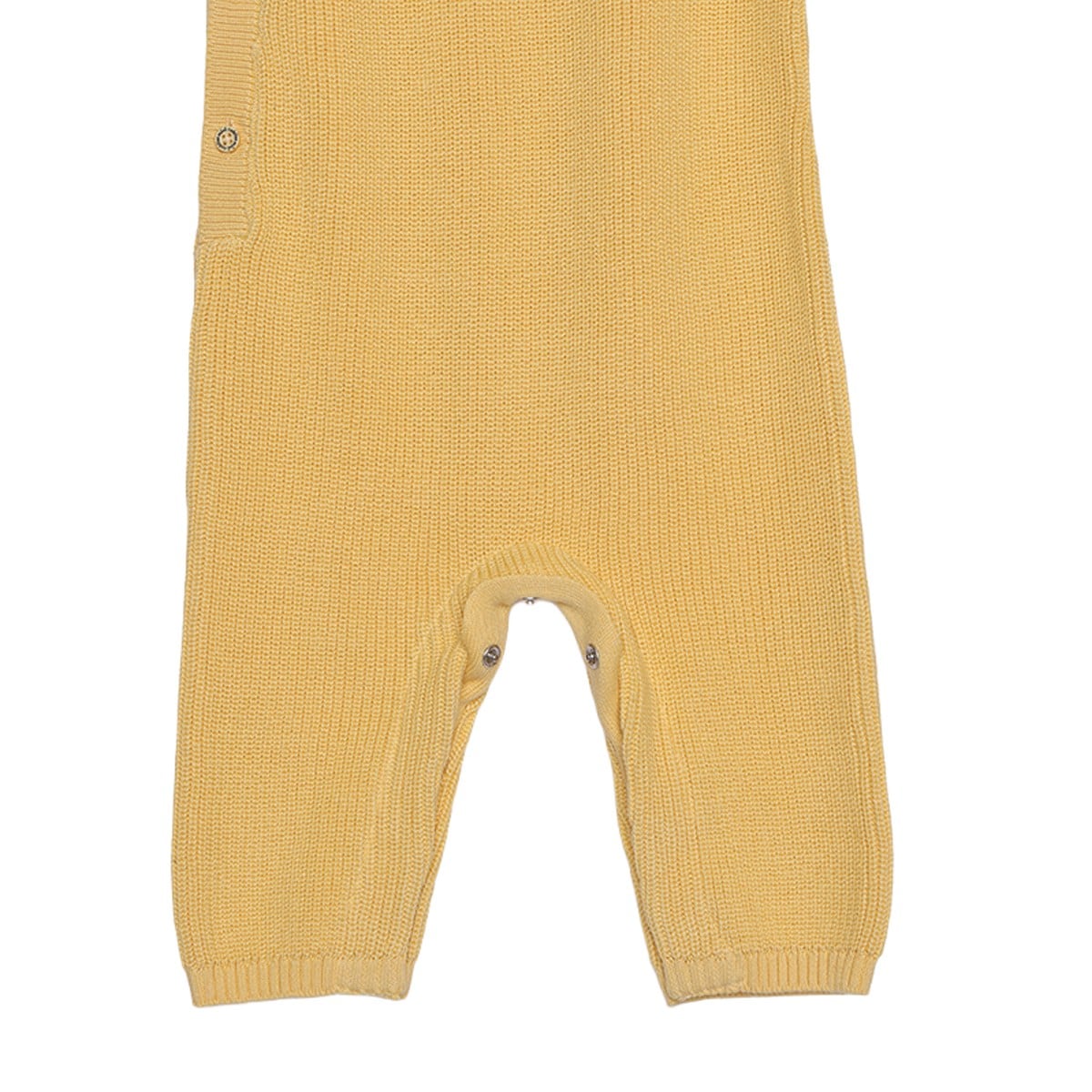 Baby Unisex Mustard Yellow Cotton Blend Elephant Embroidered Knitted Romper Regular Fit Casual Wear