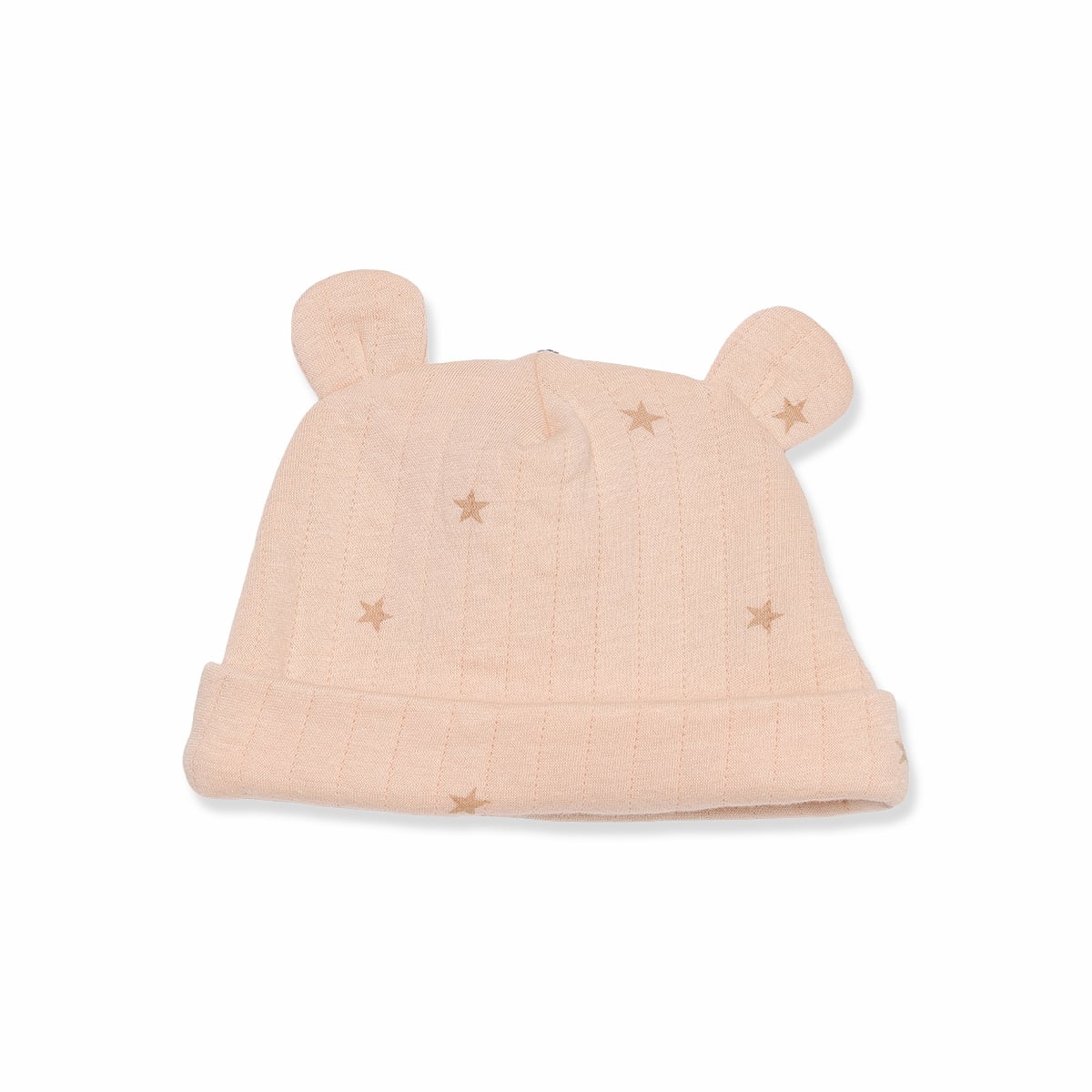 Baby Unisex Peach Cotton Star Printed Sleepsuit with Cap Regular Fit Nightwear Set