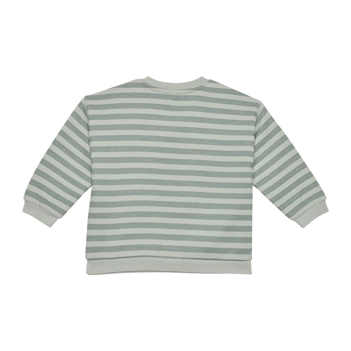 Baby Unisex Sage Green And Cream Cotton Blend Striped Highland Cow Embroidered Sweater Regular Fit Casual Wear