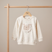 Baby Unisex Cream Cotton Nature Printed Sheep Applique Sweater Regular Fit Casual Wear