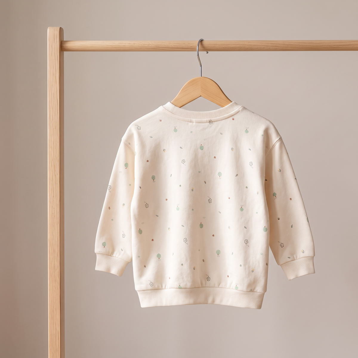Baby Unisex Cream Cotton Nature Printed Sheep Applique Sweater Regular Fit Casual Wear