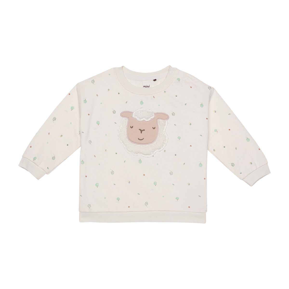 Baby Unisex Cream Cotton Nature Printed Sheep Applique Sweater Regular Fit Casual Wear