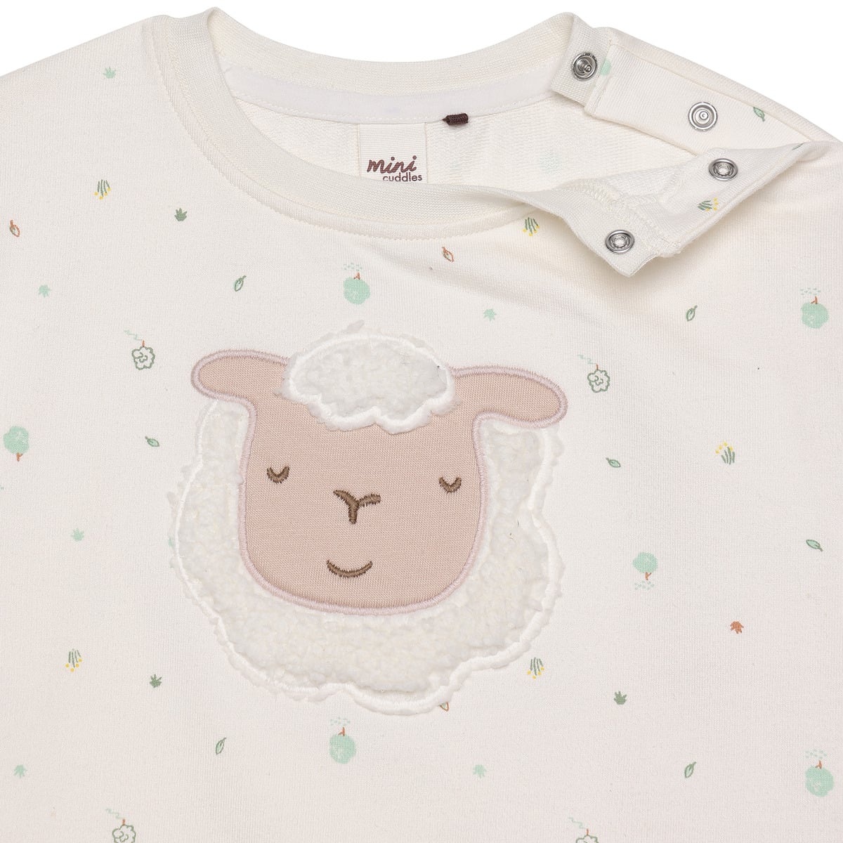 Baby Unisex Cream Cotton Nature Printed Sheep Applique Sweater Regular Fit Casual Wear