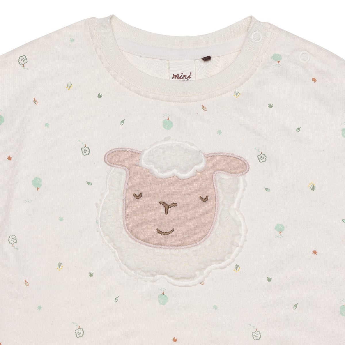 Baby Unisex Cream Cotton Nature Printed Sheep Applique Sweater Regular Fit Casual Wear