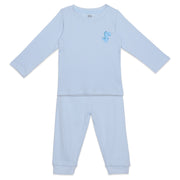 Baby Boys Light Blue Cotton Dinosaur Print Top and Bottom Set Regular Fit Casual Kidswear