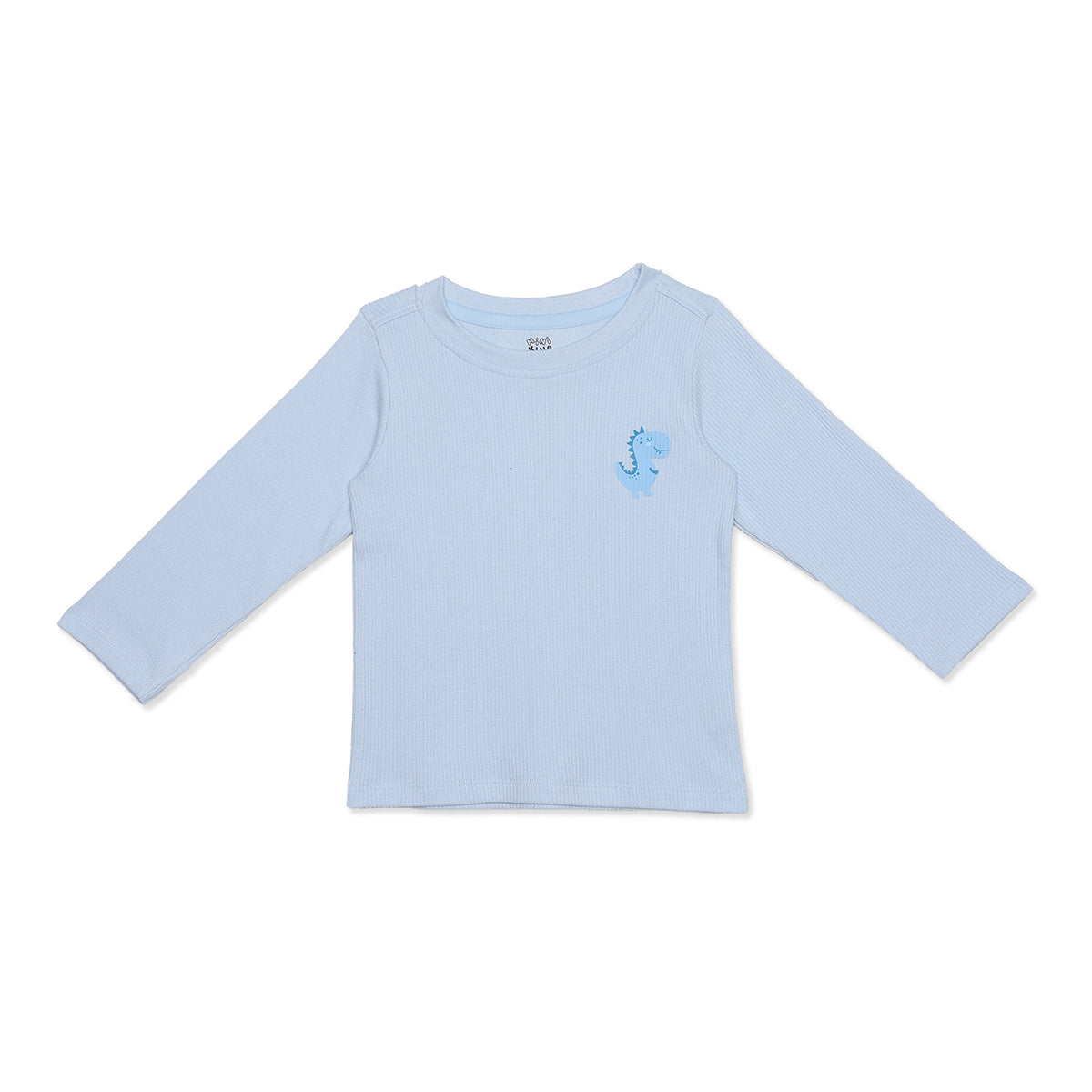 Baby Boys Light Blue Cotton Dinosaur Print Top and Bottom Set Regular Fit Casual Kidswear