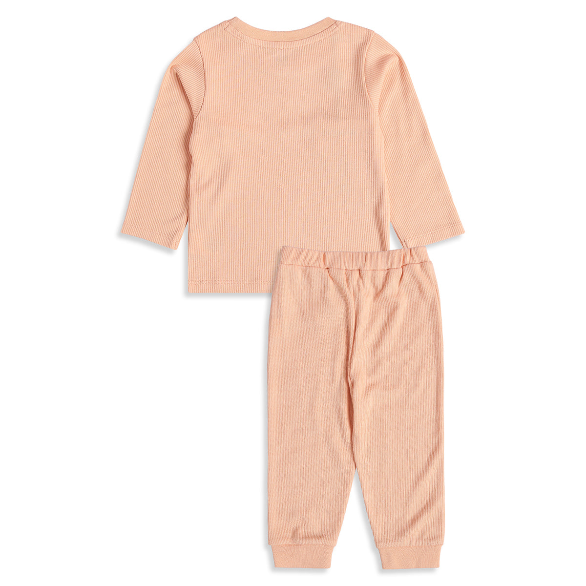 Unisex Baby Peach Cotton Heart Print Top and Bottom Set Regular Fit Casual Kidswear