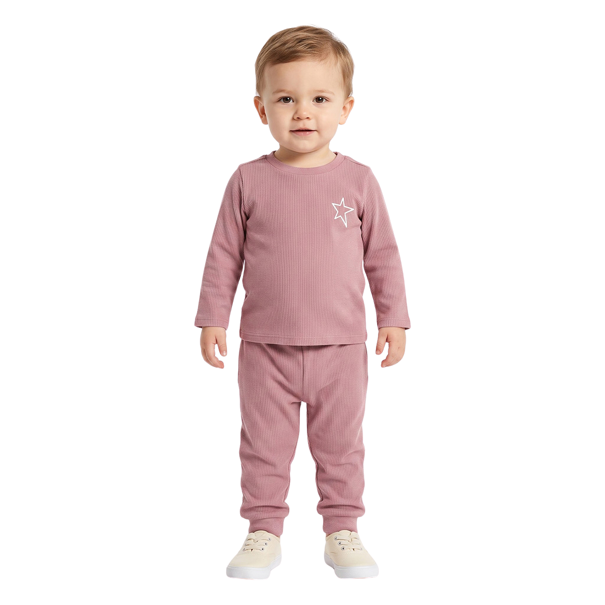 Baby Unisex Dusty Pink Star Printed Top and Jogger Pants Set Pack of 2