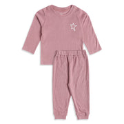 Baby Unisex Dusty Pink Cotton Blend Star Printed Top and Jogger Pants Set Pack of 2 Regular Fit Casual Wear