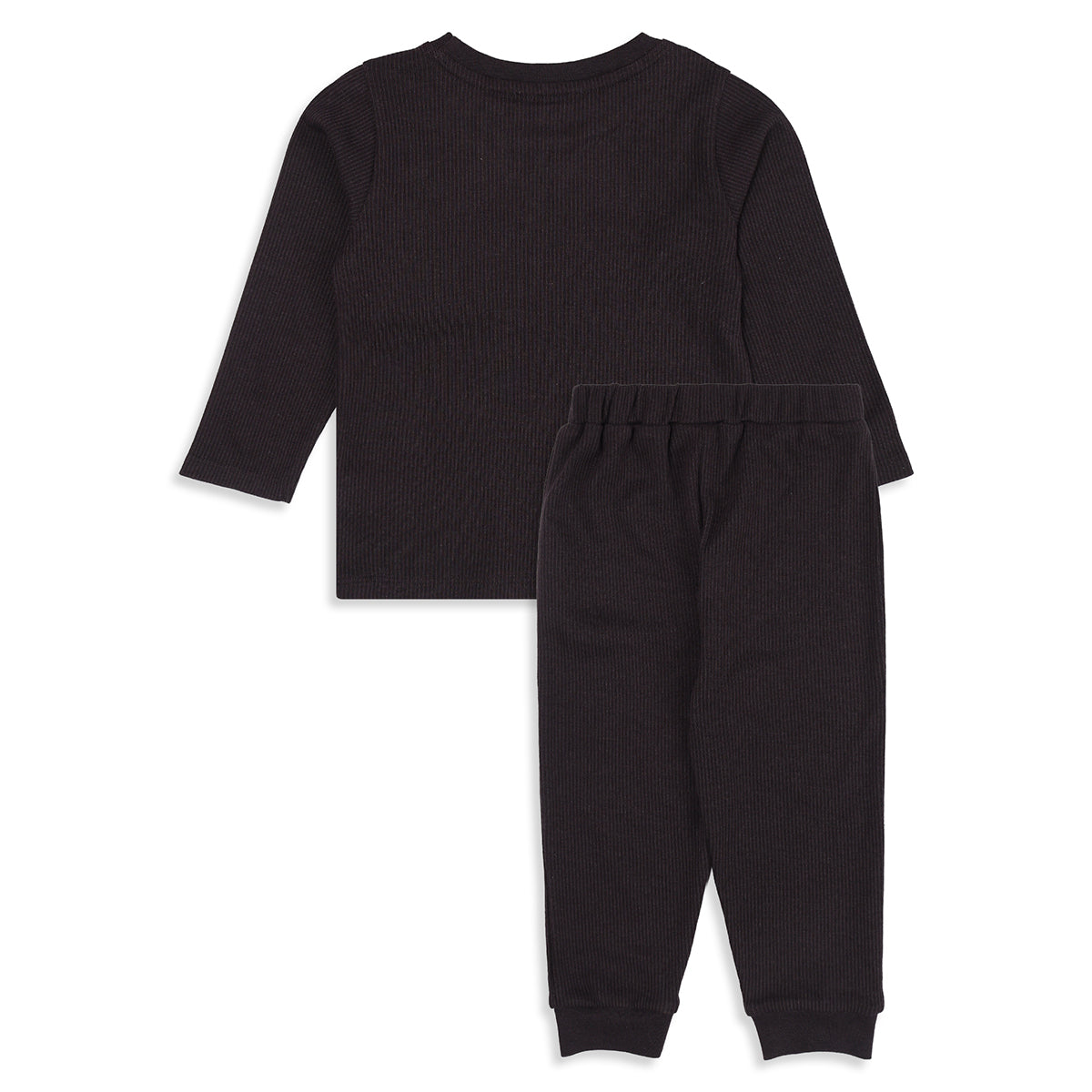 Unisex Baby and Girls Black Cotton Blend Ribbed T Shirt and Joggers