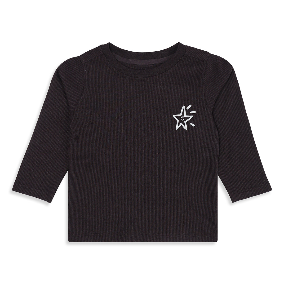 Unisex Baby and Girls Black Cotton Blend Ribbed T Shirt and Joggers