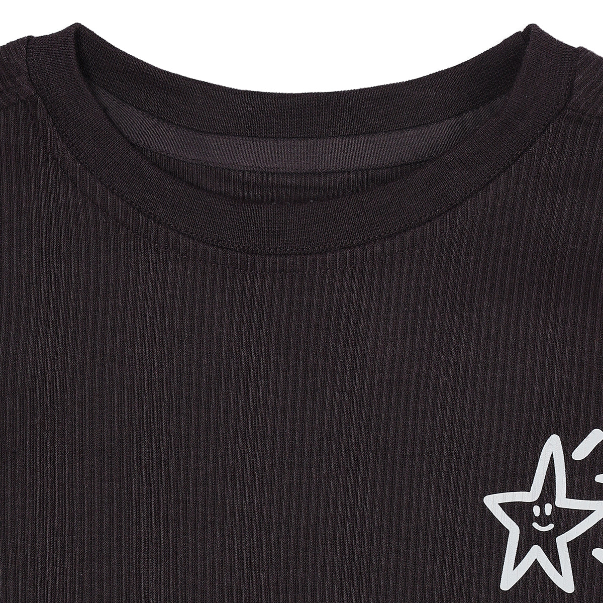 Unisex Baby and Girls Black Cotton Blend Ribbed T Shirt and Joggers