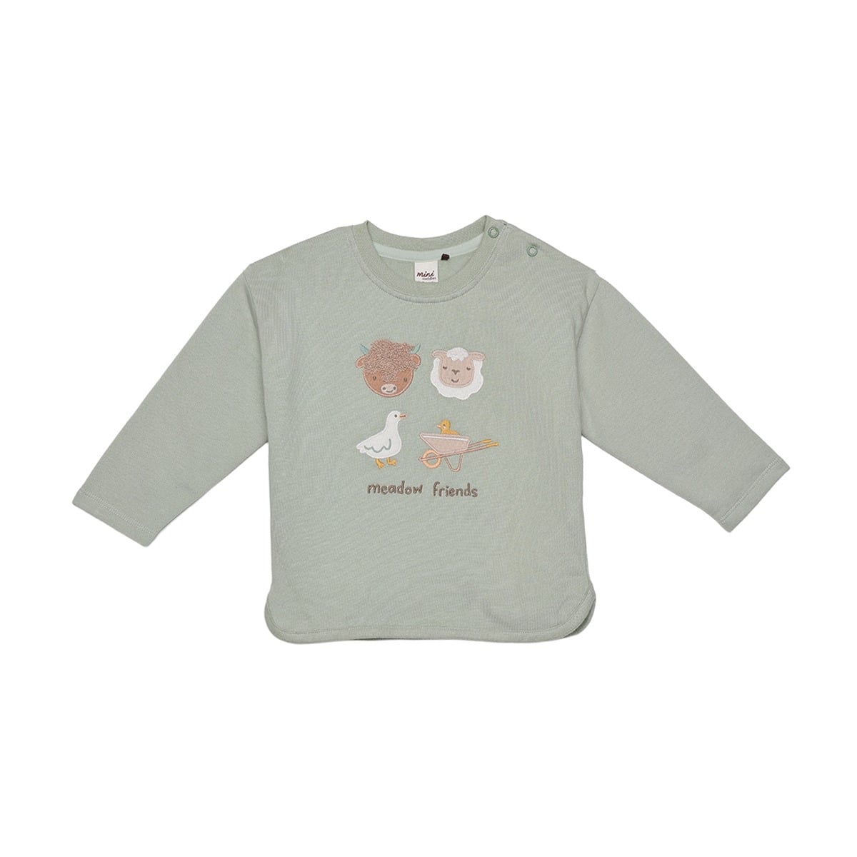 Baby Unisex Sage Green And Cream Cotton Blend Farm Friends Embroidered Top And Bottom Set Regular Fit Casual Wear