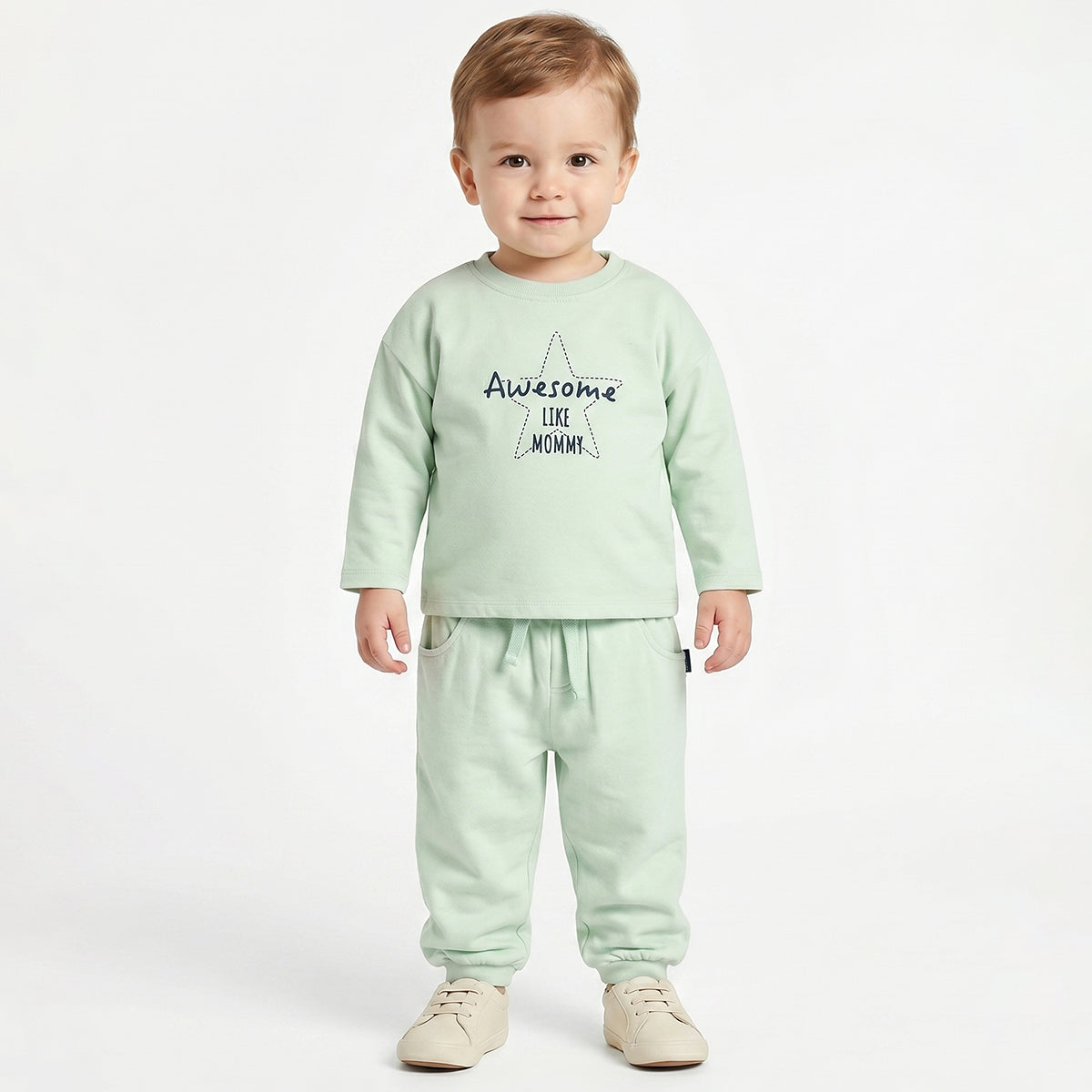 Baby Boy Mint Green Cotton Graphic Print T-Shirt Regular Fit Casual Wear