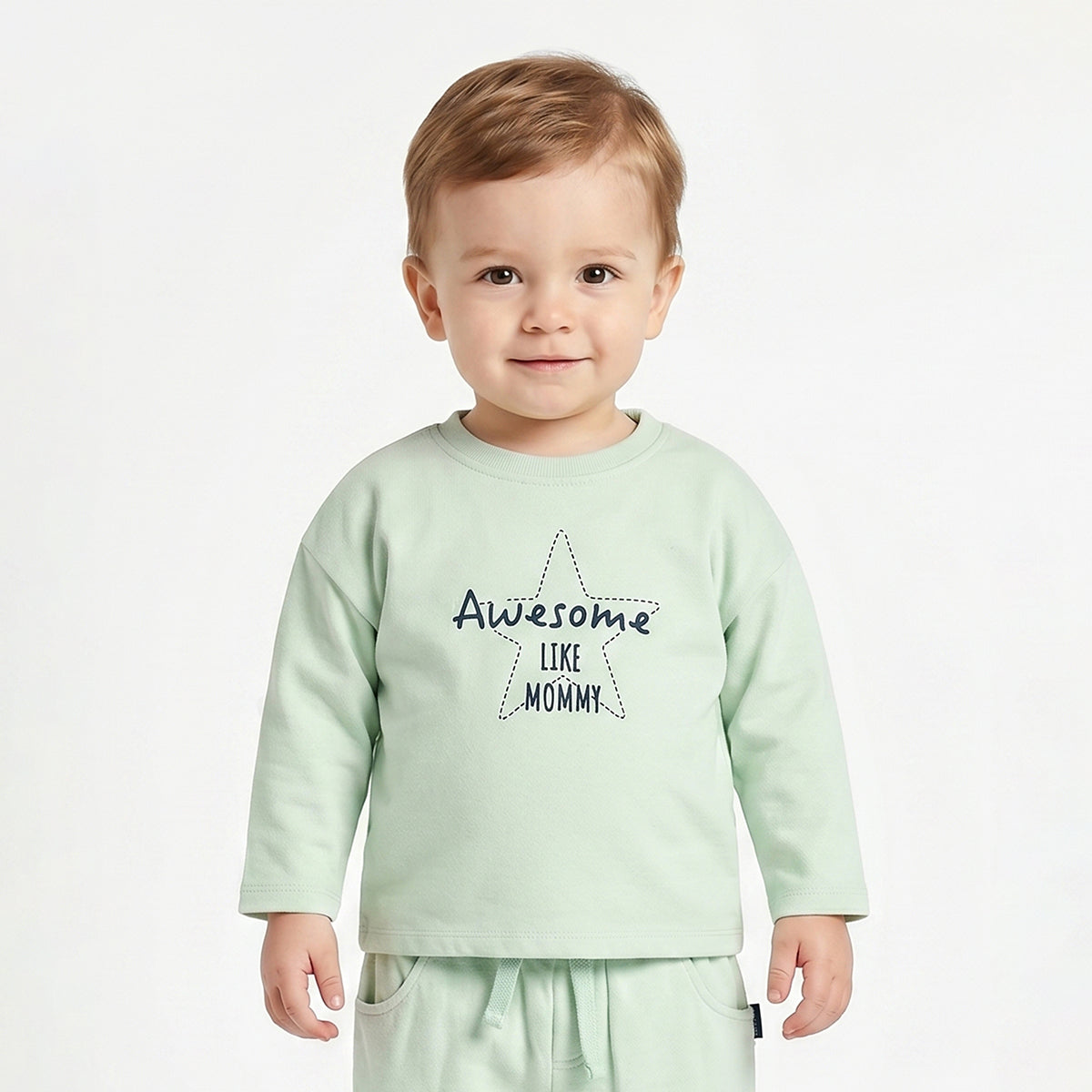 Baby Boy Mint Green Cotton Graphic Print T-Shirt Regular Fit Casual Wear