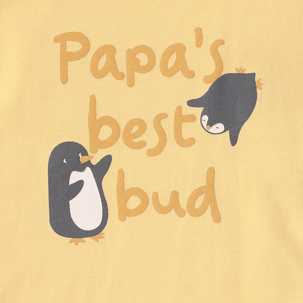 Baby Boys Yellow Cotton Penguin Graphic Printed T-Shirt Regular Fit Casual Wear