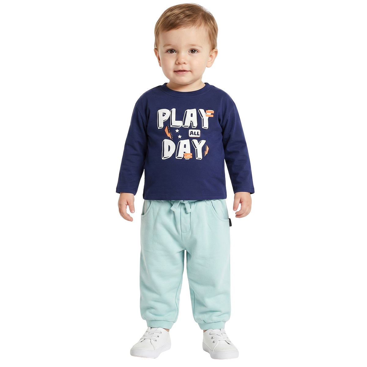 Baby Boys Navy Blue Cotton Printed T Shirt Casual Everyday Wear