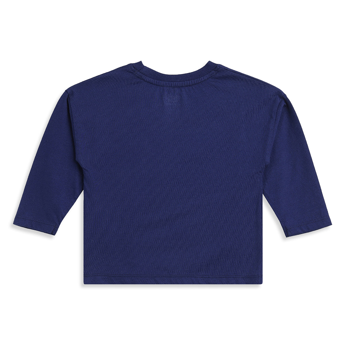 Baby Boys Navy Blue Cotton Printed Full Sleeve T-Shirt Casual Everyday Wear