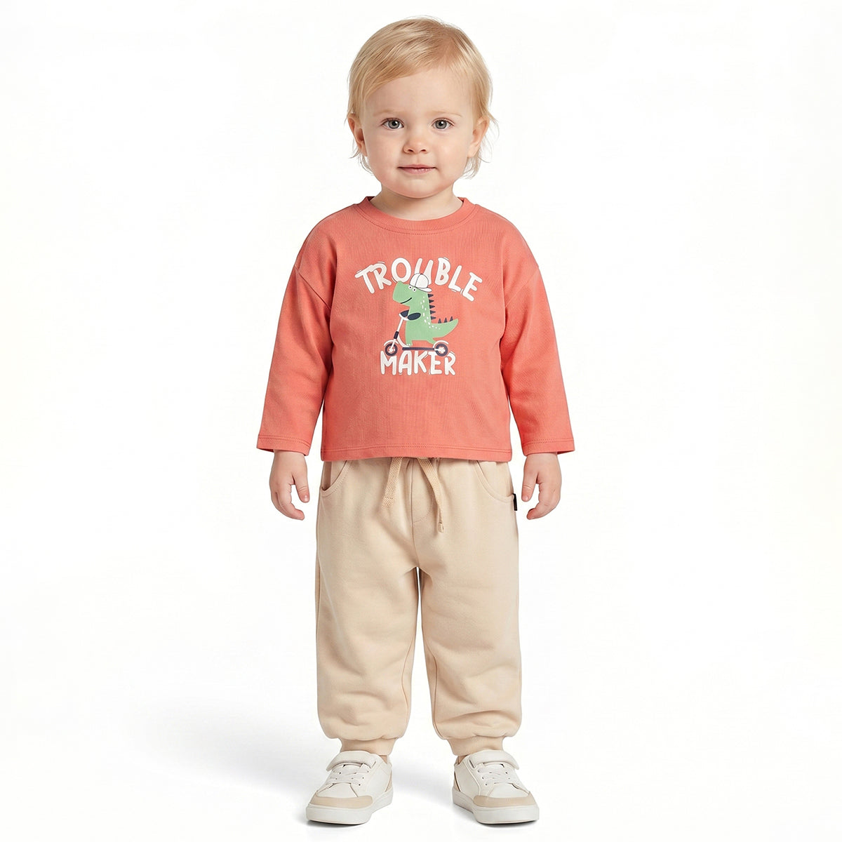 Baby Boys Coral Cotton Printed Full Sleeve T-Shirt Casual Everyday Wear
