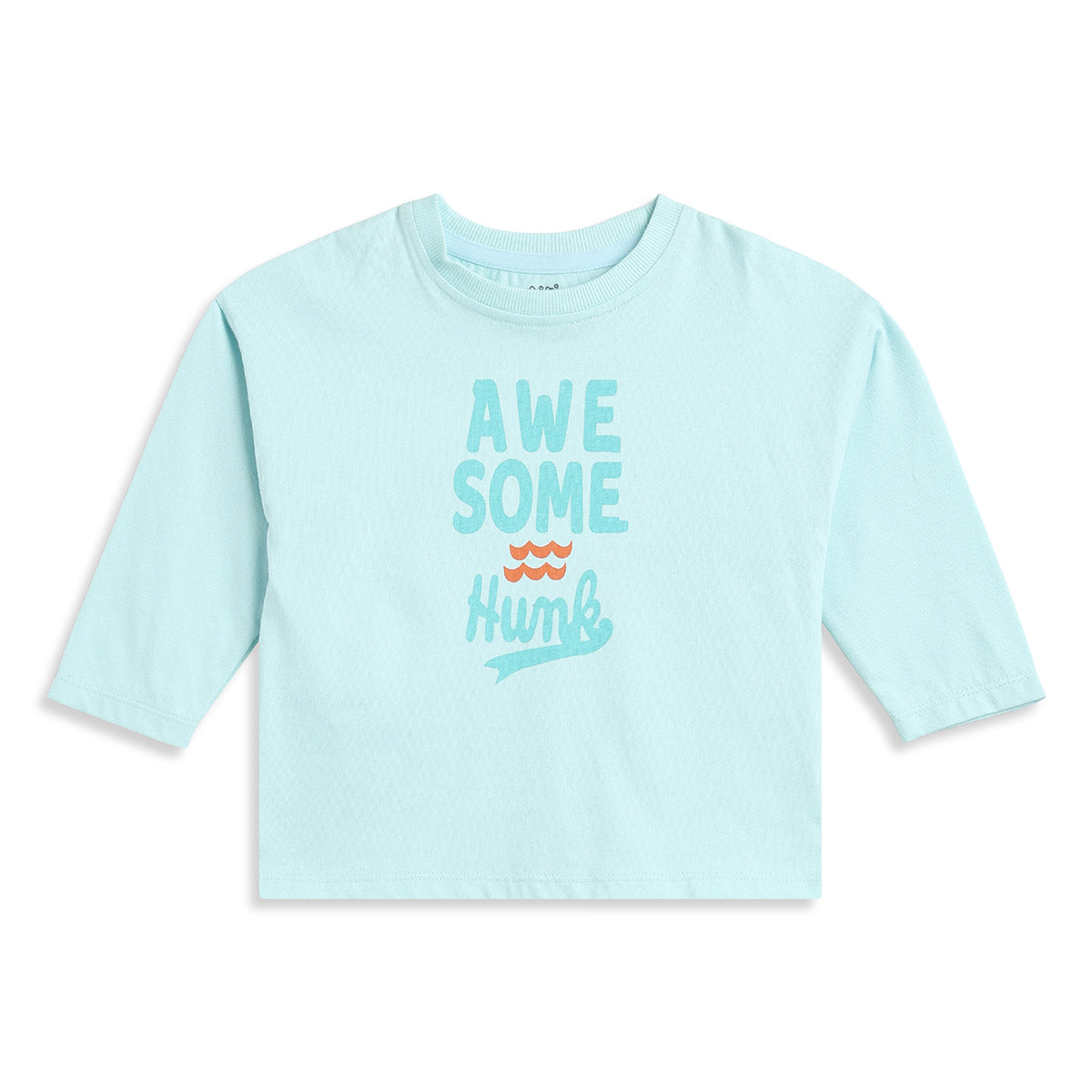 Baby Boys Sky Blue Cotton Printed Full Sleeve T-Shirt Casual Everyday Wear