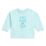 Baby Boys Sky Blue Cotton Printed Full Sleeve T-Shirt Casual Everyday Wear