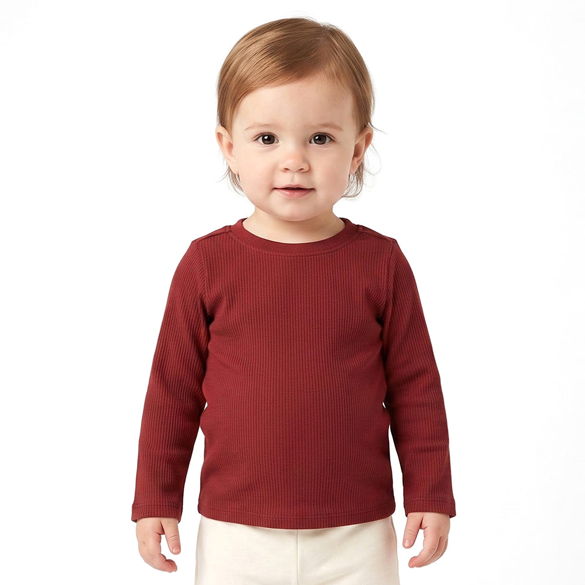 Unisex Baby and Girls Red and Navy Cotton Blend Ribbed T Shirts Pack