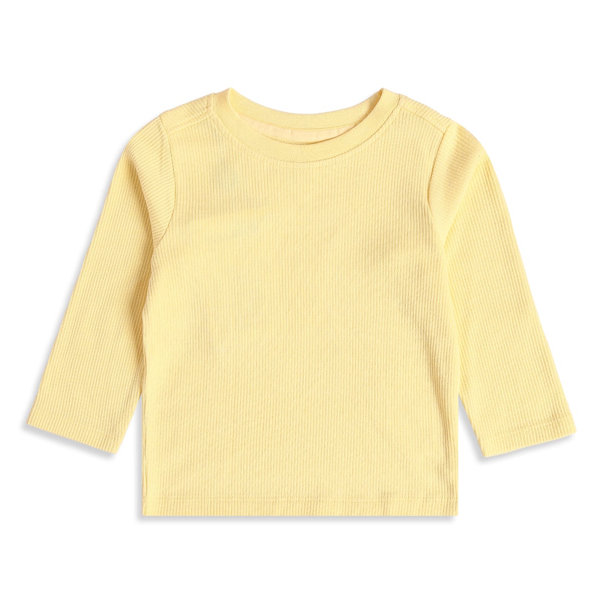 Baby Unisex Grey and Yellow Cotton Blend Ribbed T-Shirts Pack of 2 Full Sleeve Casual Wear