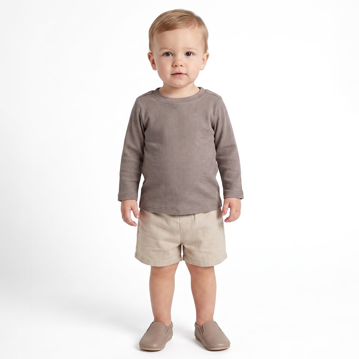 Baby Unisex Grey and Yellow Cotton Blend Ribbed T-Shirts Pack of 2 Full Sleeve Casual Wear