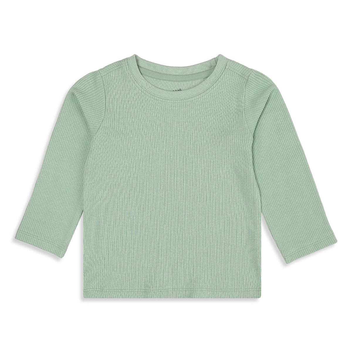 Unisex Baby and Girls Grey and Green Cotton Blend Ribbed T-Shirts Pack of 2 Regular Fit Casual Wear