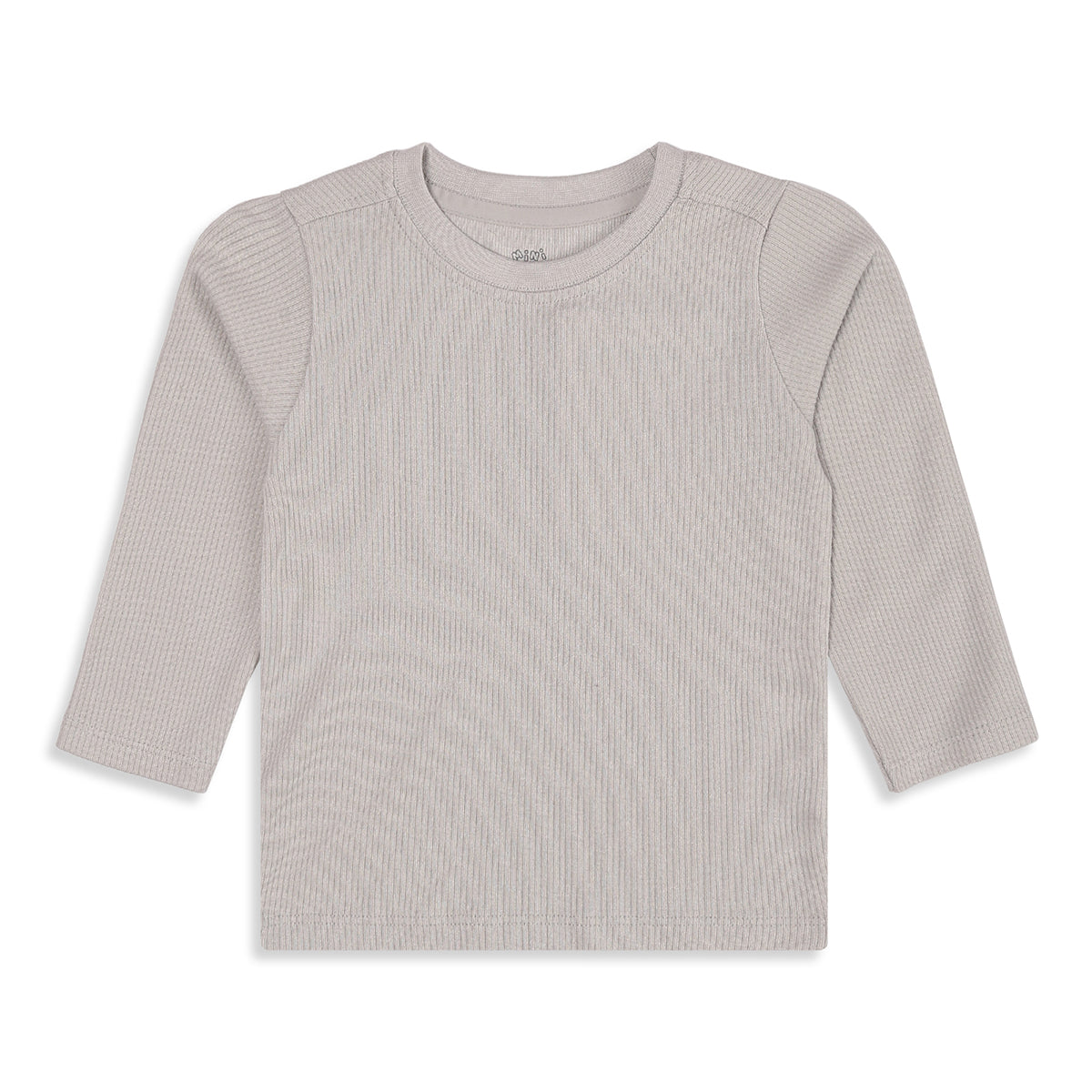 Unisex Baby and Girls Grey and Green Cotton Blend Ribbed T-Shirts Pack of 2 Regular Fit Casual Wear