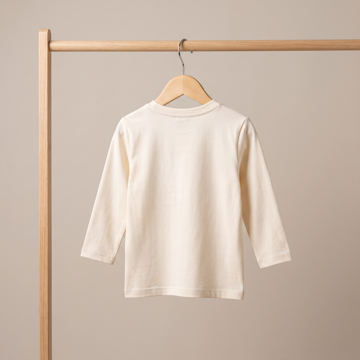 Baby Unisex Beige Cotton Blend Farm Animal Applique Full Sleeve T-Shirt Regular Fit Casual Wear