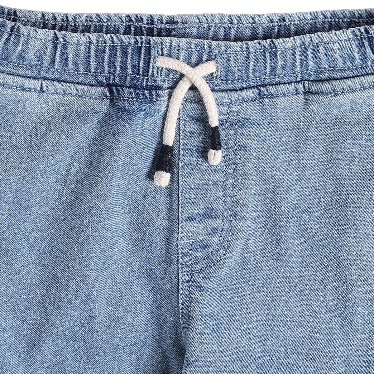 Baby Boys Light Blue Cotton Blend Solid Denim Cargo Pant Regular Fit Casual Wear
