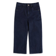 Baby Boys Dark Blue Cotton Blend Solid Denim Pant Regular Fit Casual Wear