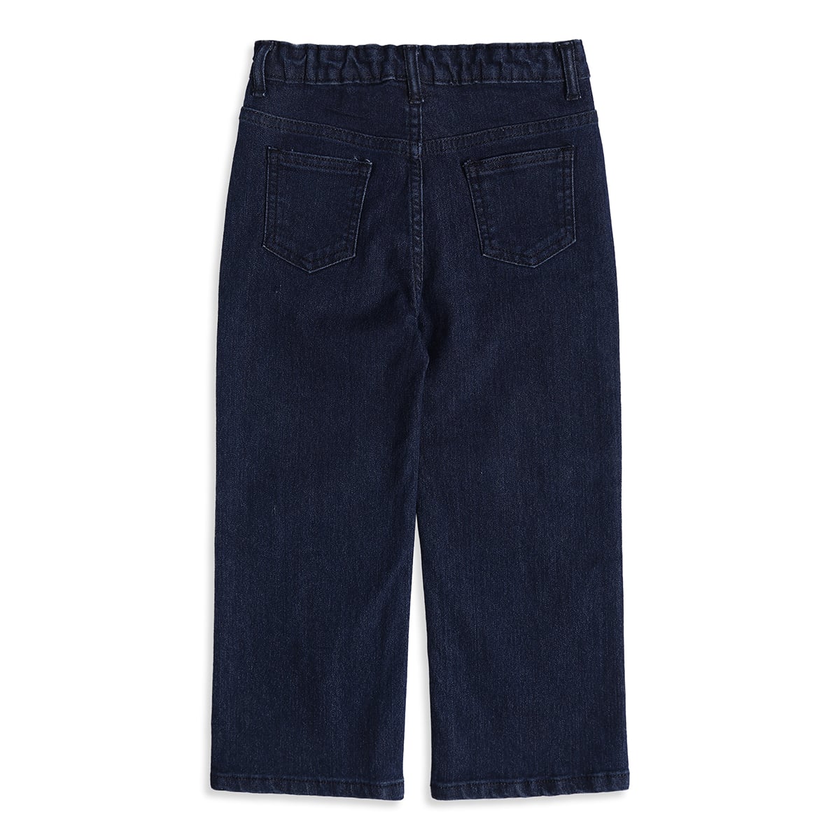 Baby Boys Dark Blue Cotton Blend Solid Denim Pant Regular Fit Casual Wear