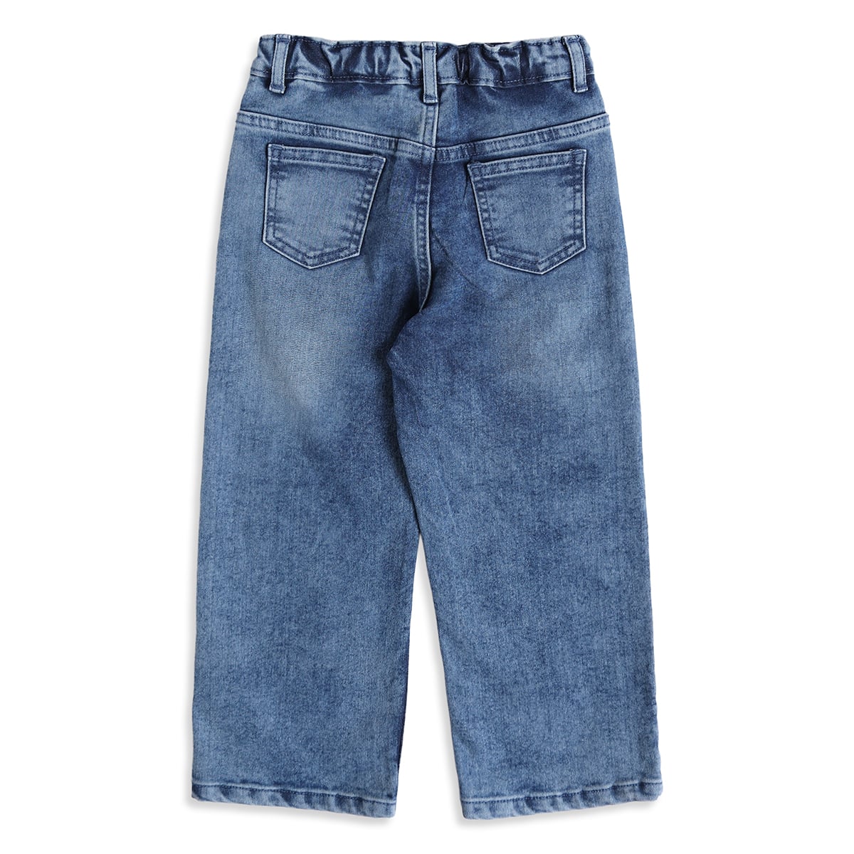 Baby Boys Blue Cotton Blend Washed Denim Pant Regular Fit Casual Wear