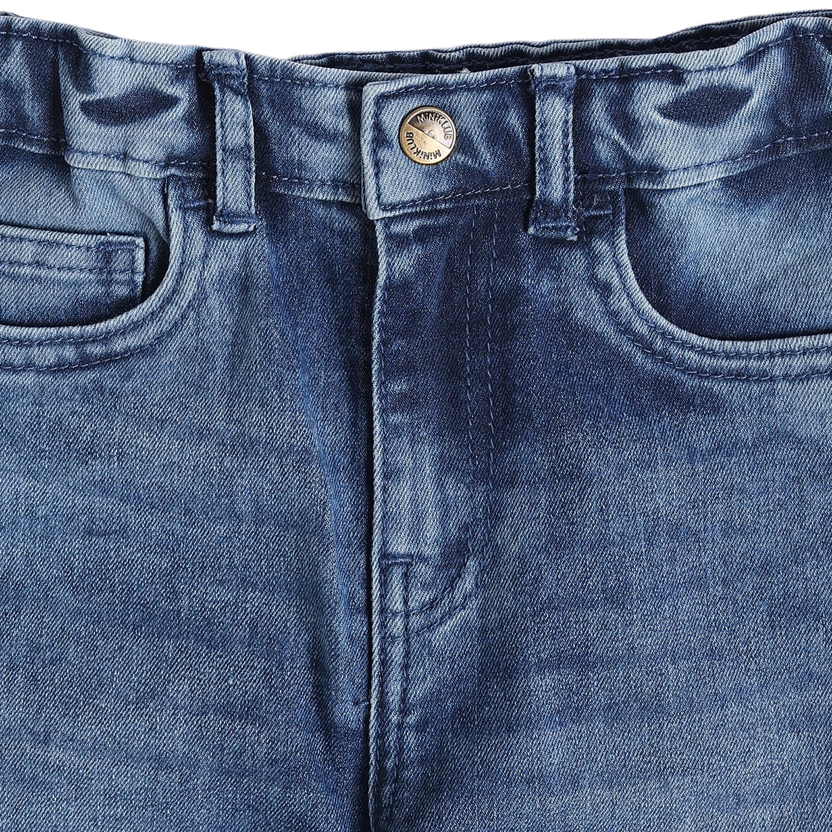 Baby Boys Blue Cotton Blend Washed Denim Pant Regular Fit Casual Wear