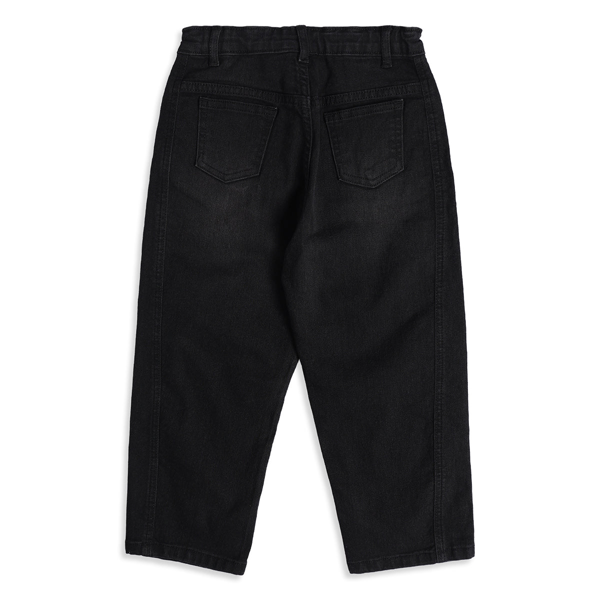 Baby Boys Black Cotton Blend Washed Denim Pant Regular Fit Casual Wear