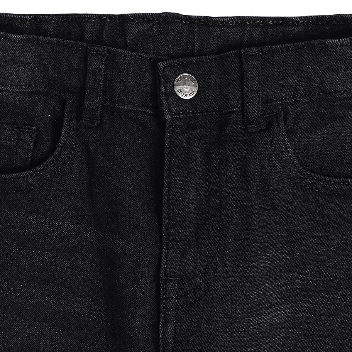 Baby Boys Black Cotton Blend Washed Denim Pant Regular Fit Casual Wear