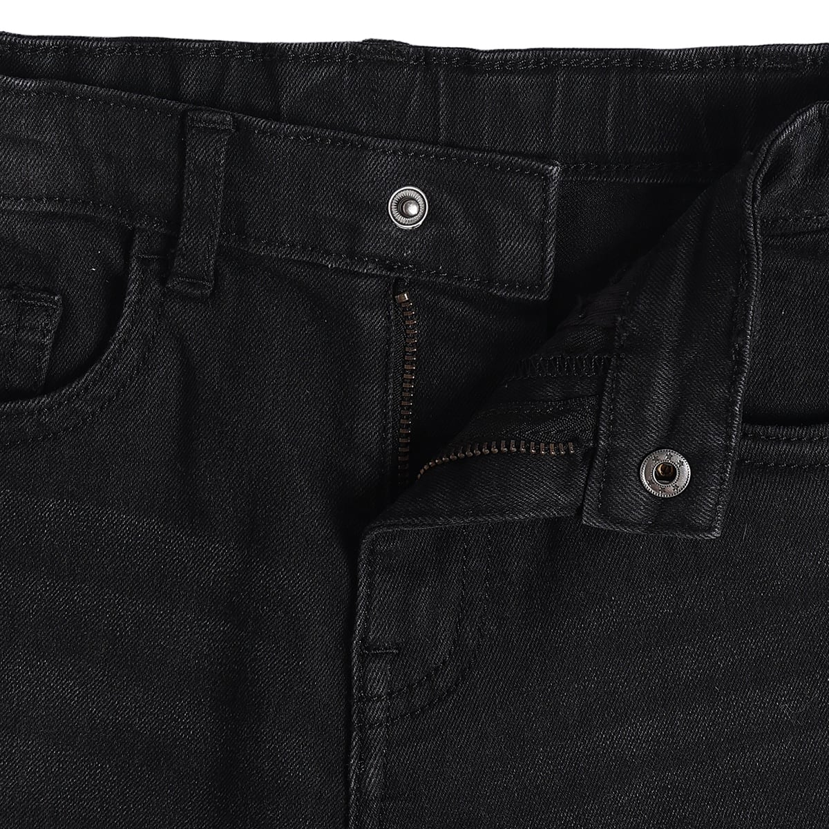 Baby Boys Black Cotton Blend Washed Denim Pant Regular Fit Casual Wear
